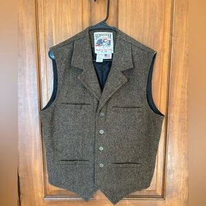Like New Schaefer Brown Herringbone Vest for Ranch Work